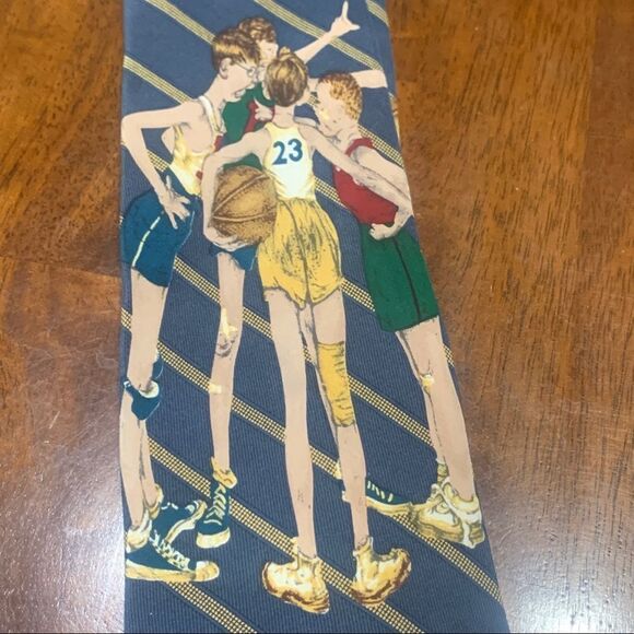 SILK Neck Tie 1996 𝅺Basketball Inspired By Norman Rockwell - Picture 7 of 9